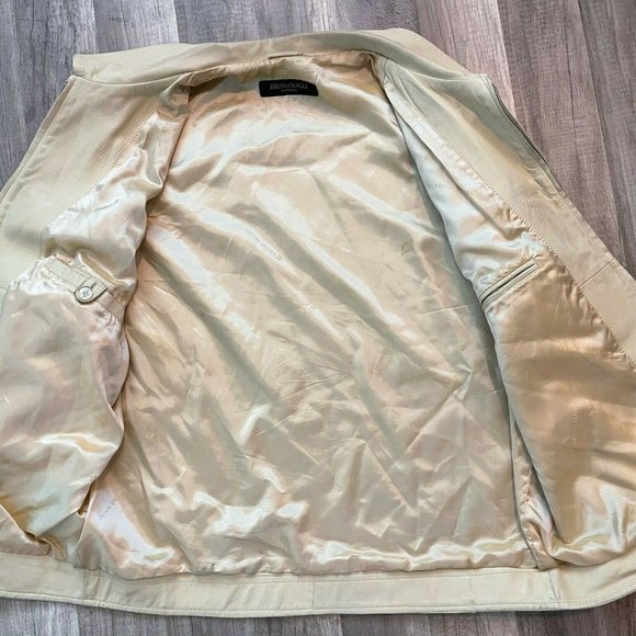 Bruno Magli Womens Ivory Real Leather Collared Full Zip Bomber Jacket Size 42 - Picture 3 of 12